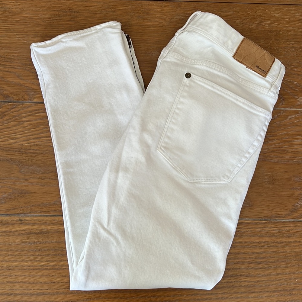 Madewell White Skinny Jeans- Cropped Ankle Zipper Detail Size 31
